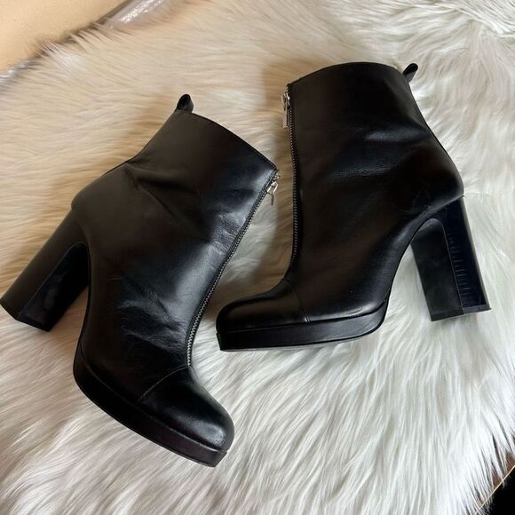 Zara Black Zip Front Ankle Boots Size 40/9 - Picture 13 of 14
